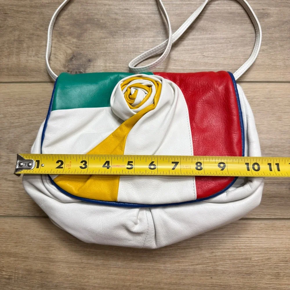 Giani Bernini Vintage Leather Crossbody Bag Multicolor 3D Twee Color Block White - Picture 8 of 9